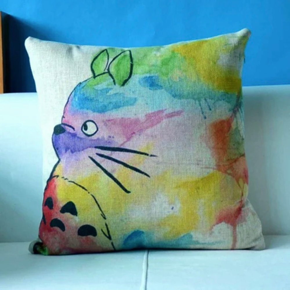 Totoro Watercolor Accent Pillow Cover NWT